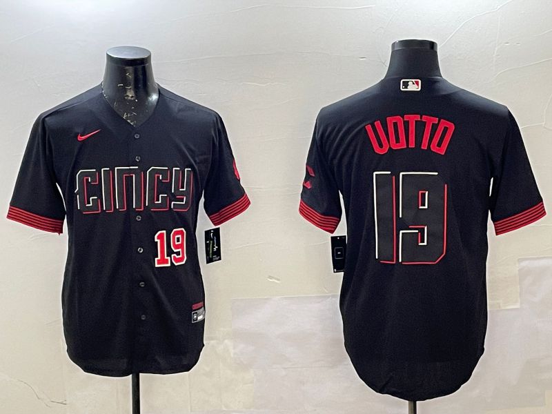 Men Cincinnati Reds #19 Uotto Black City Edition Game Nike 2025 MLB Jersey style 5->cincinnati reds->MLB Jersey